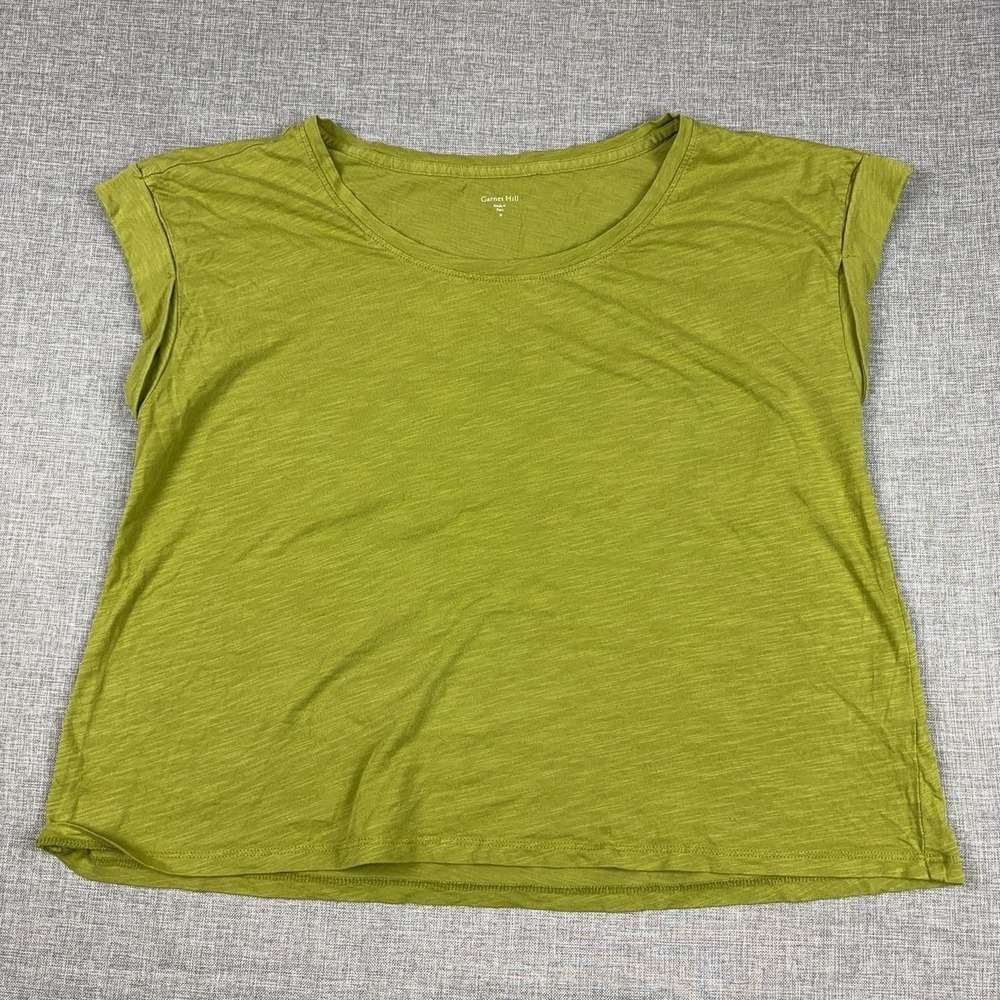 Garnet Hill T-Shirt Womens M Green Scoop Neck Cap Sleeve Cotton Jersey Top